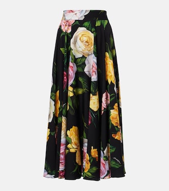 Floral silk-blend charmeuse midi skirt | Dolce&Gabbana