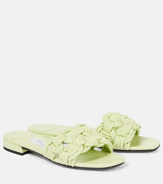 Chara raffia and leather slides | Jimmy Choo
