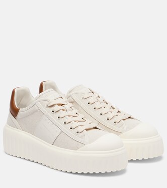 H-stripes canvas and leather sneakers | Hogan