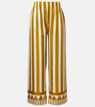 Pacha条纹真丝斜纹布阔腿裤 | Eres