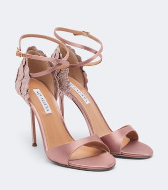 Sandalias Fleur Sauvage de satén adornadas | Aquazzura