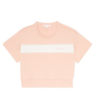 Logo embroidered cotton sweatshirt | Chloé Kids
