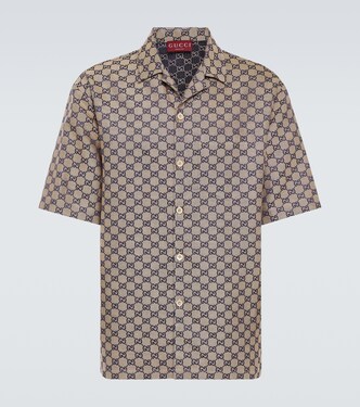 GG Canvas linen-blend bowling shirt | Gucci