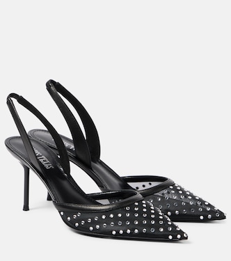 Lidia 70 embellished mesh slingback pumps | Paris Texas
