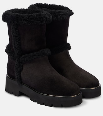 Teddi shearling-trimmed leather booties | Aquazzura