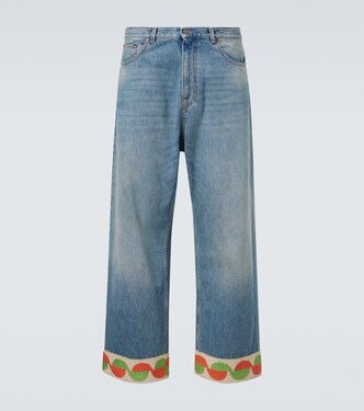 Jacquard-trimmed wide-leg jeans | Valentino