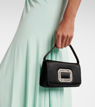 Pilgrim Micro embellished satin shoulder bag in black - Roger
