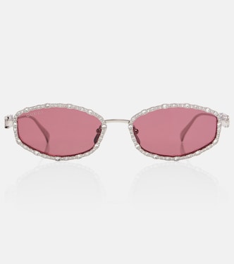 Crystal-embellished oval sunglasses | Gucci