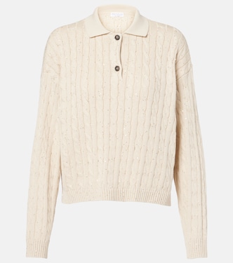 Cable-knit cotton-blend sweater | Brunello Cucinelli