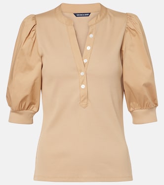 Puff-sleeve cotton-blend top | Veronica Beard