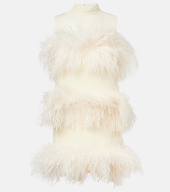 Divine feather-trimmed chiffon minidress | Taller Marmo