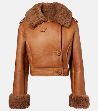 Cropped-Lederjacke mit Shearling | Chloé