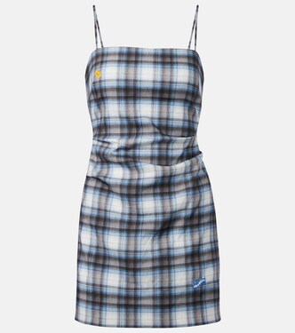 Plaid linen-blend minidress | Acne Studios