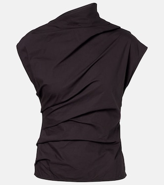 Ruched cotton-blend top | Ganni