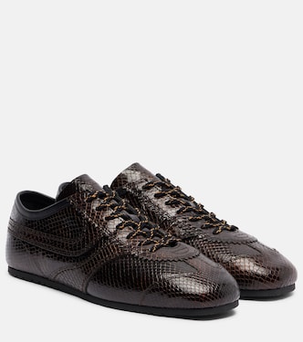 Croc-effect leather sneakers | Dries Van Noten