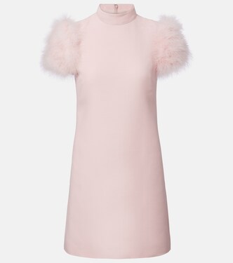 Minikleid aus Crepe Couture mit Federn | Valentino
