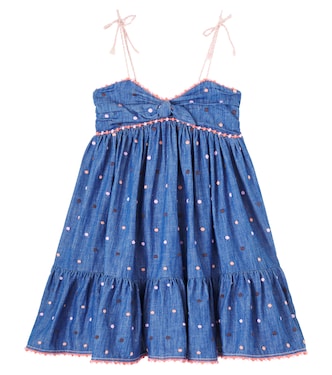 Embroidered polka-dot denim dress | Zimmermann Kids