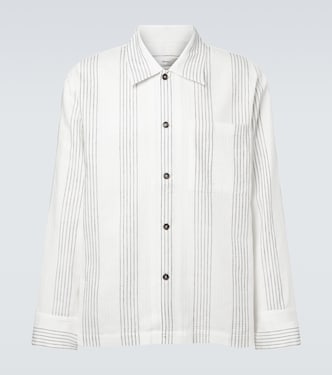 Textured Striped cotton overshirt | Commas