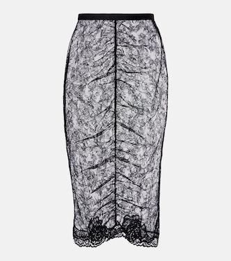 Floral sheer lace midi skirt | Valentino