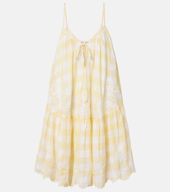 Robe asymétrique en coton à carreaux et broderie | Juliet Dunn