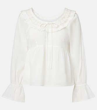 Danielle lace-trimmed cotton blouse | Posse