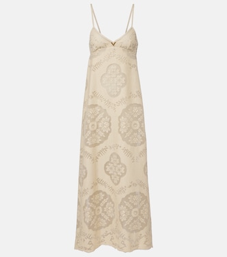 VGold floral cotton-blend maxi dress | Valentino