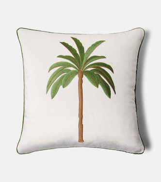 Embroidered cotton velvet cushion | Les-Ottomans