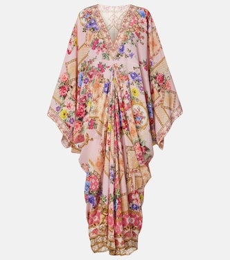 Caftán de seda floral adornado | Camilla