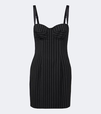 Pinstriped wool and silk-blend bustier dress | Dolce&Gabbana