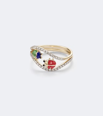 Ring Alliance Coccinelle Scarabée Mini aus 9kt Gelbgold mit Diamanten und Emaille | Yvonne Léon