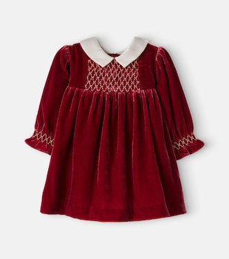 Baby Samantha smocked velvet dress | C'era Una Volta