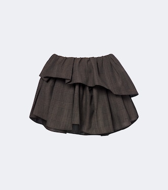 Ruffled checked wool-blend miniskirt  | Acne Studios