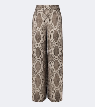 Rita snake-print satin twill wide-leg pants | Joseph