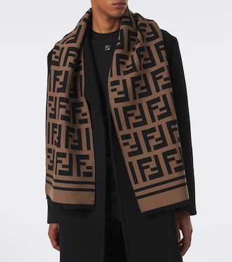 FF Zucca wool and silk scarf in brown - Fendi | Mytheresa