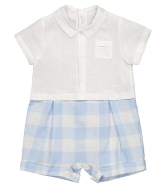 Baby checked linen bodysuit | Il Gufo