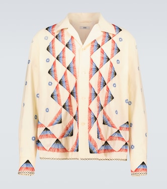 Embroidered peak cotton shirt | Bode
