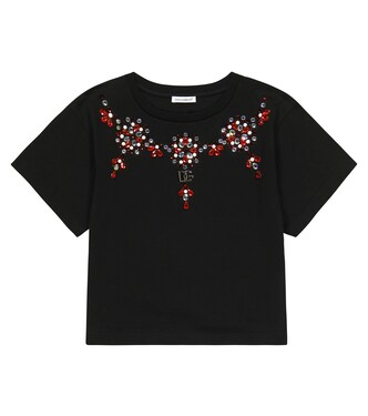 Crystal-embellished cotton T-shirt | Dolce&Gabbana Kids