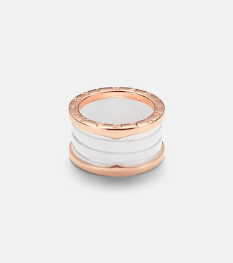 B.zero1 18kt rose gold and ceramic ring | Bvlgari