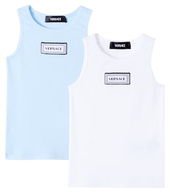 Set of 2 logo ribbed-knit tank tops | Versace Kids