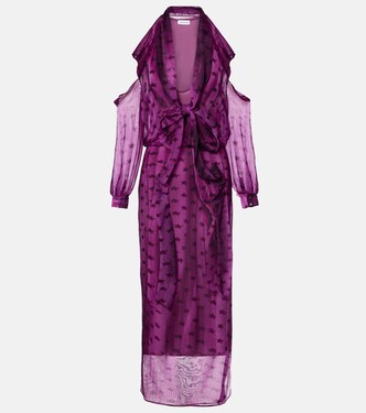 Cutout printed semi-sheer midi dress | Acne Studios