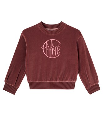 Logo cotton velvet sweater | Chloé Kids