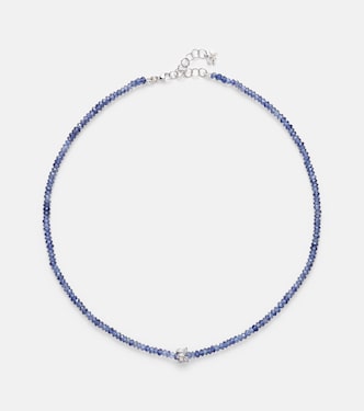 Collana in oro bianco 18kt con perline, zaffiri e diamanti | Suzanne Kalan