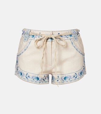 Wanderlust belted floral linen shorts | Zimmermann
