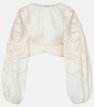 Crop top Daylight de lino bordado | Zimmermann