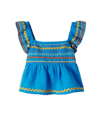 Besticktes Top aus Leinen und Baumwolle | Stella McCartney Kids