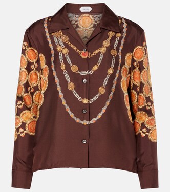 Printed cropped silk twill shirt | Versace