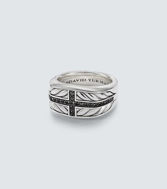 Chevron sterling silver ring with diamonds | David Yurman