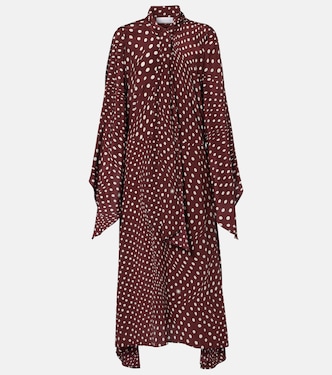 Polka-dot tie-neck silk midi dress | Stella McCartney