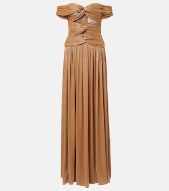 Cutout Lurex georgette gown | Costarellos