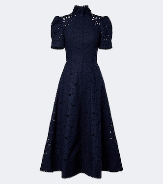 Kitsu broderie anglaise cotton midi dress | Rebecca Vallance